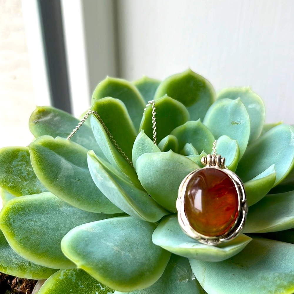 Amber sterling necklace